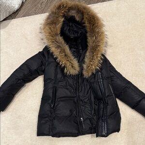 Mackage Black Puffer with Fur Trim